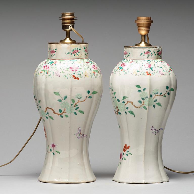 A pair of large famille rose vases, Qing dynasty, Qianlong (1736-95).