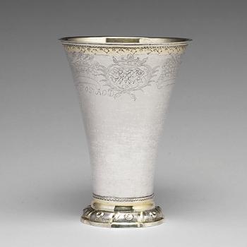 150. A Swedish 18th century parcel-gilt silver beaker, mark of Aron Wangstelius, Torshälla 1760.