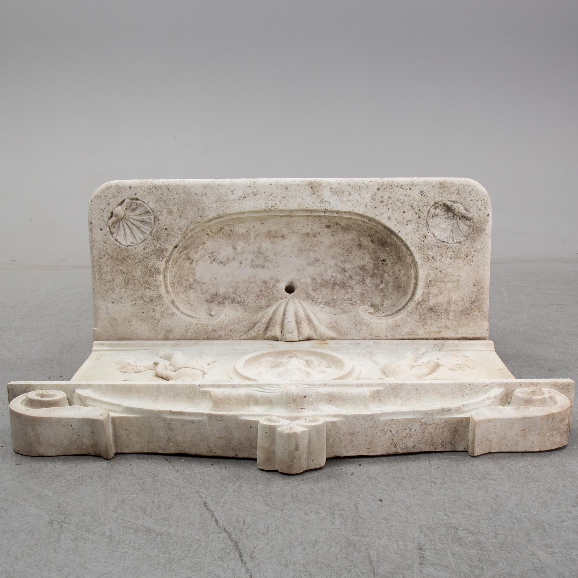 HANDFAT/FONTÄN, marmor, 1800/1900-tal.