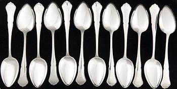 BESTICK, 80 delar, silver, "Chippendale", Kultakeskus, Tavastehus, 1950-tal. Totalvikt utan knivar ca 1963 g.