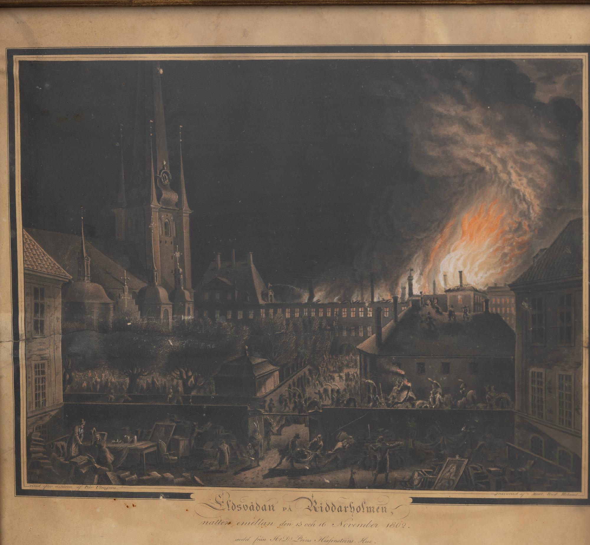 Dramatiska teaterns brand / Eldsvådan på riddarholmen 1802.