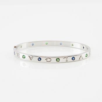 Bulgari, "Roman Sorbets" bracelet, 18K white gold with faceted tsavorites and purple sapphires.