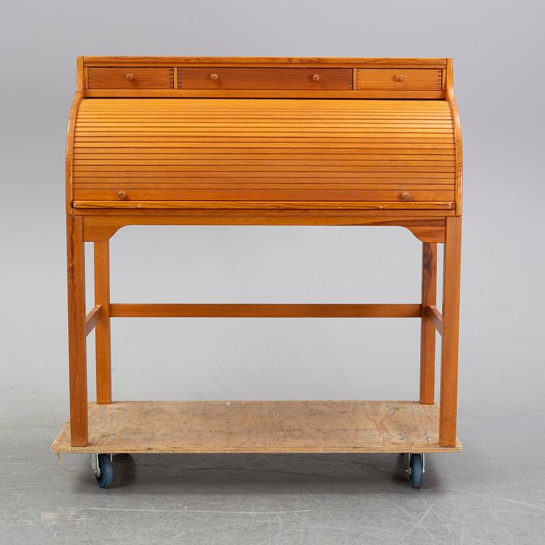 A pine roll top secretary desk by Andreas Hansen, Hadstens, end of the 20th Century.