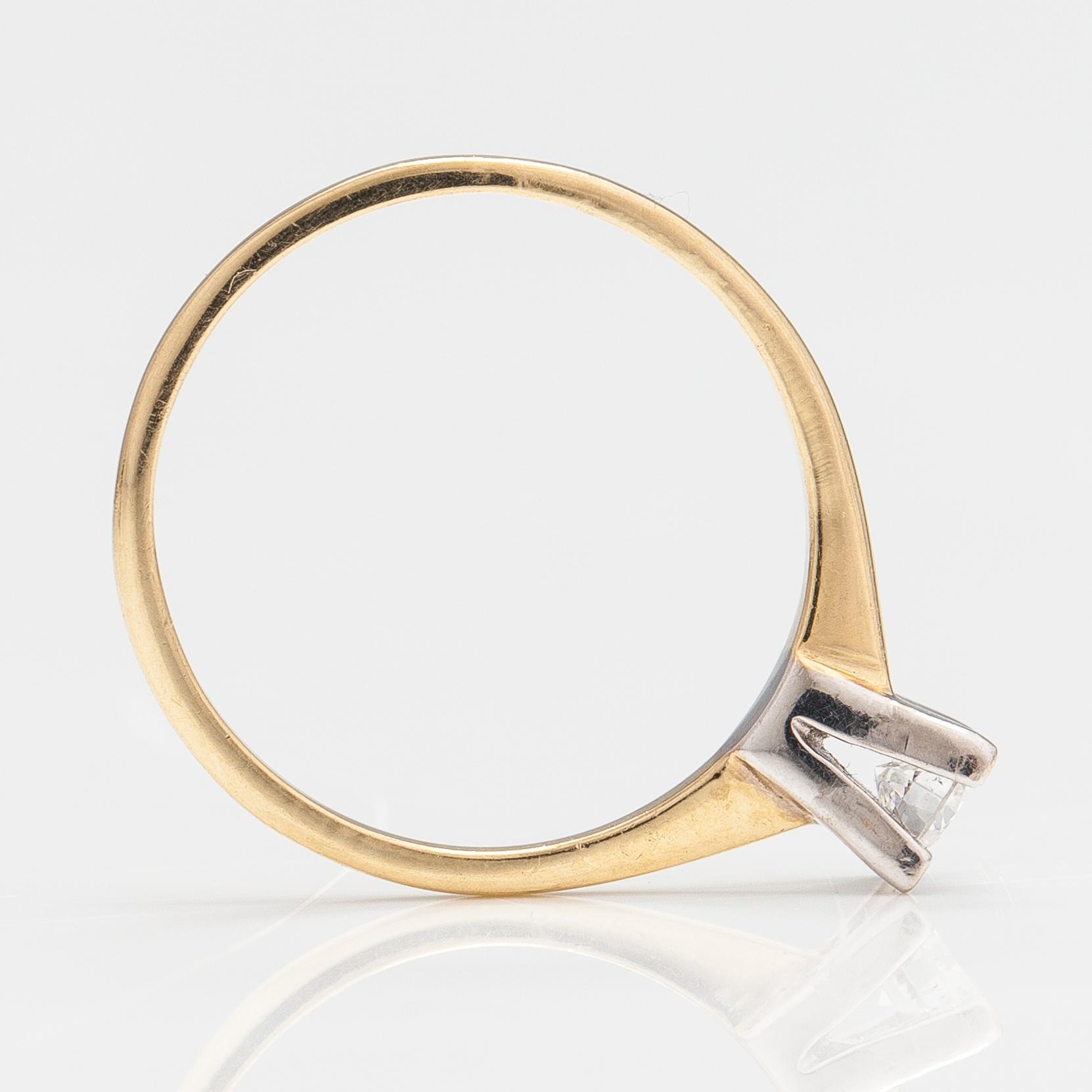 Sormus, 14K kultaa ja timantti n. 0.25 ct.
