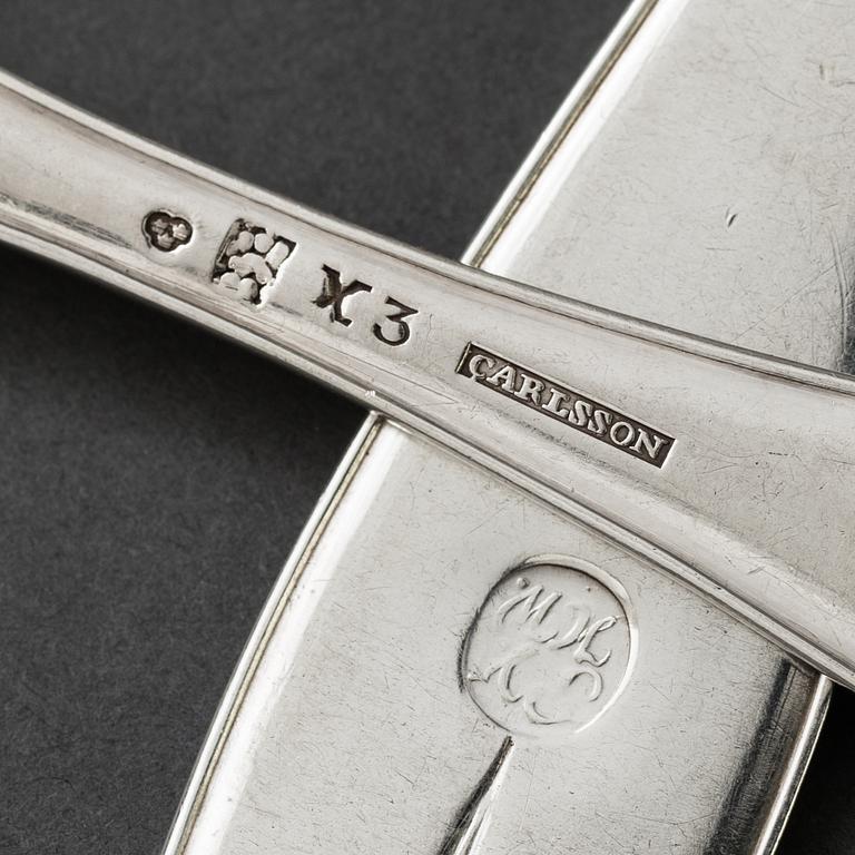 6 Swedish  silver spoons dated 1828.