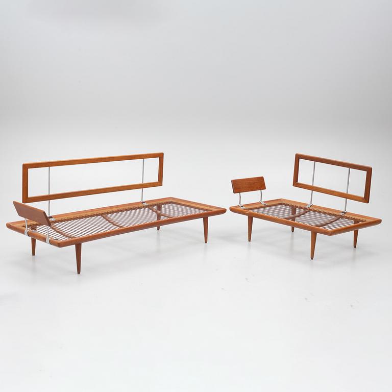 Peter Hvidt & Orla Mølgaard Nielsen, a corner sofa with table, three pieces, 'Minerva', France & Daverkosen, Denmark, 1950s/1960s.