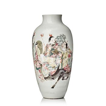 839. A famille rose vase, presumably Republic with Qianlong mark.