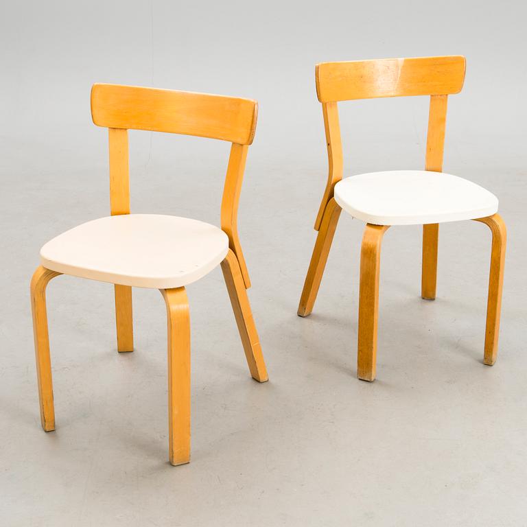 ALVAR AALTO, TUOLEJA, 2 kpl, "69", Artek, 1900-luvun puoliväli.