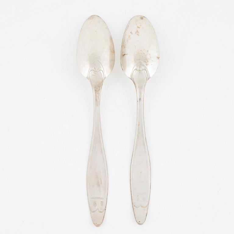 Two Silver Tablespoons, probably Germany, 19th Century.