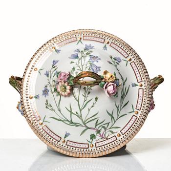 A Royal Copenhagen 'Flora Danica' tureen with cover and stand, Denmark, 20th Century.