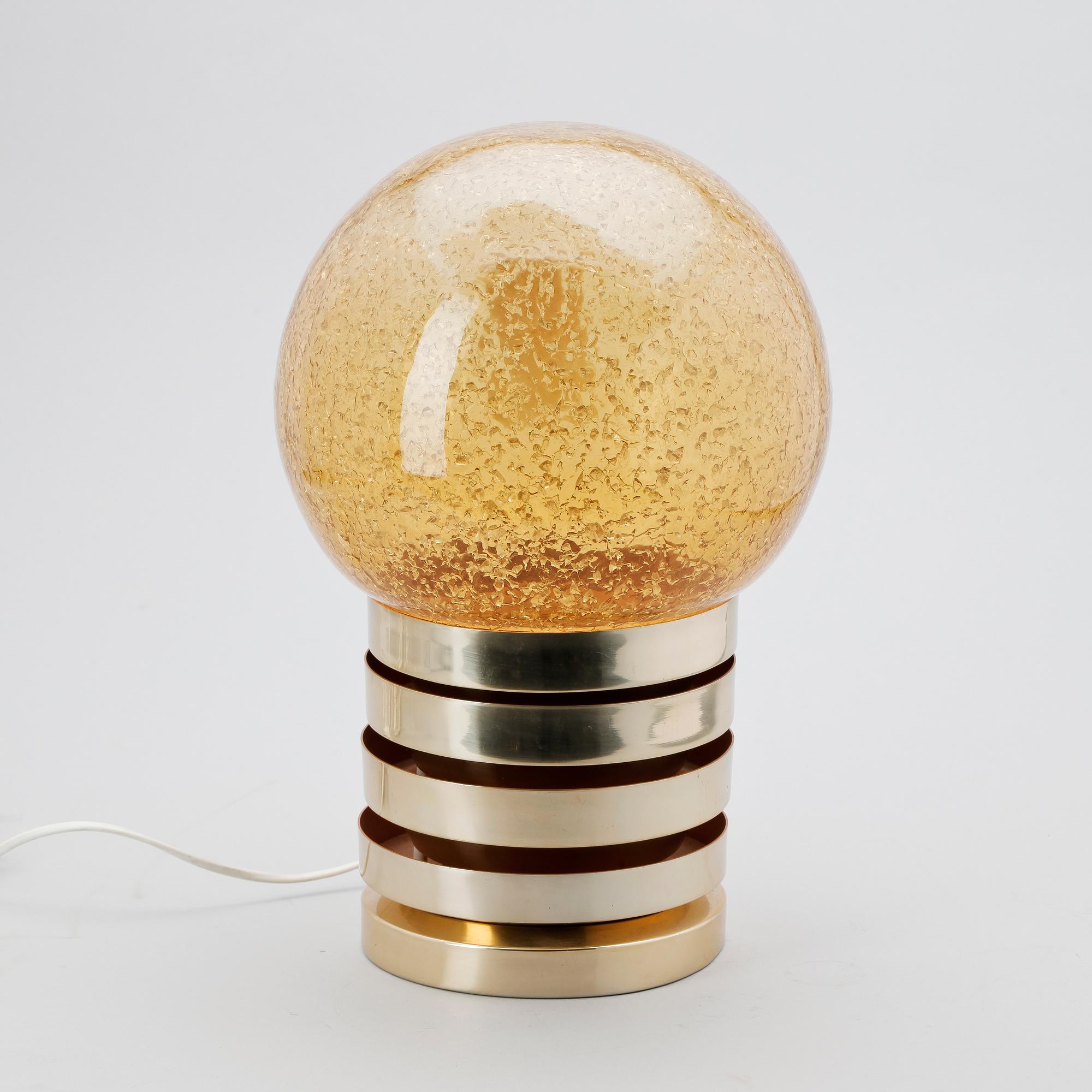 BORDSLAMPA, mässing o glas, Fåglavik, 1960/70-tal.
