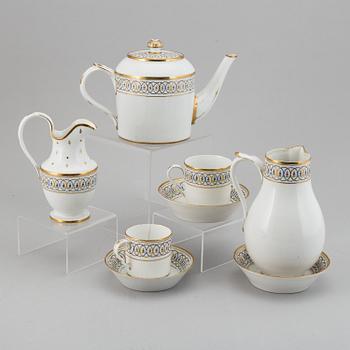 A tete a tete service, Empire, 19th Century. (5 pieces).