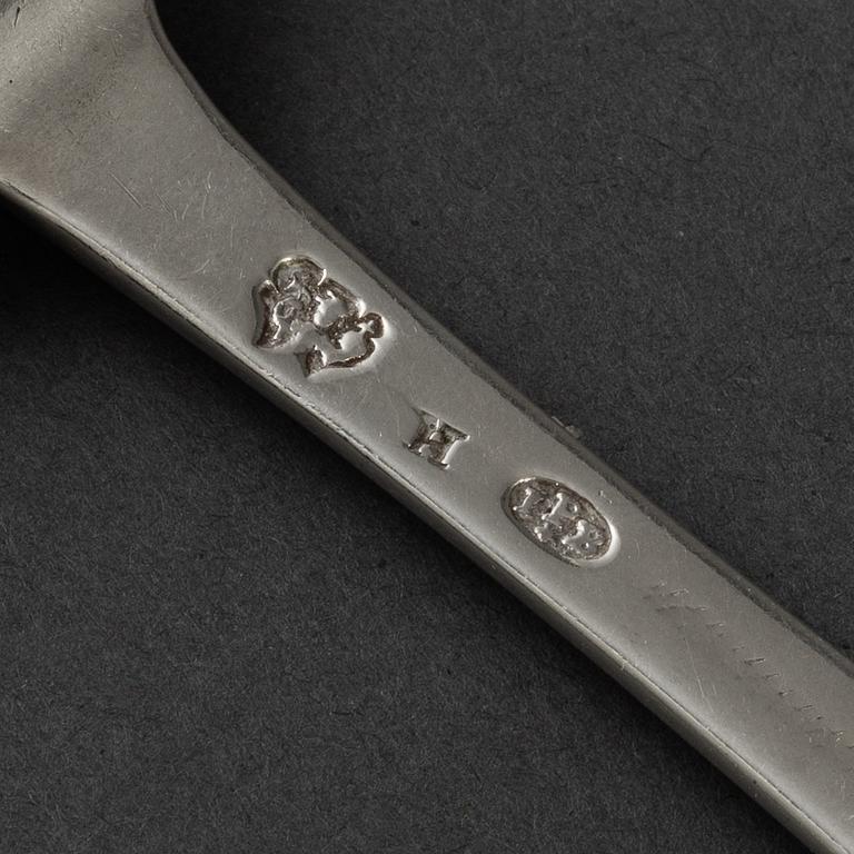JOHAN PETTERSSON BERGS ÄNKA, skedar, ett par, silver, Norrköping, 1766.