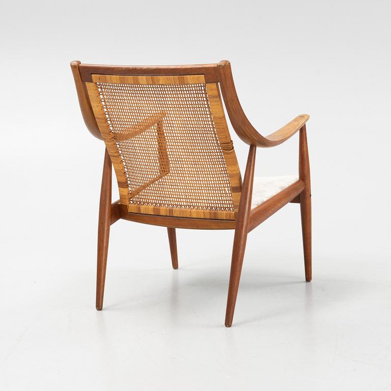 Peter Hvidt & Orla Mølgaard Nielsen, an 'FD 146' teak and rattan easy chair, France & Son, Denmark.