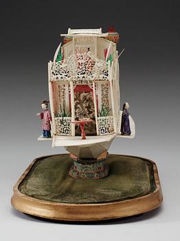 A bone and ivory model of a djonk, Qing dynasty, 19th Century.