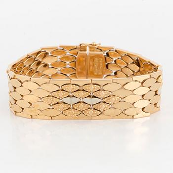 ARMBAND, guld och vitguld 18K, 16 mm brett platt, 33 gram.