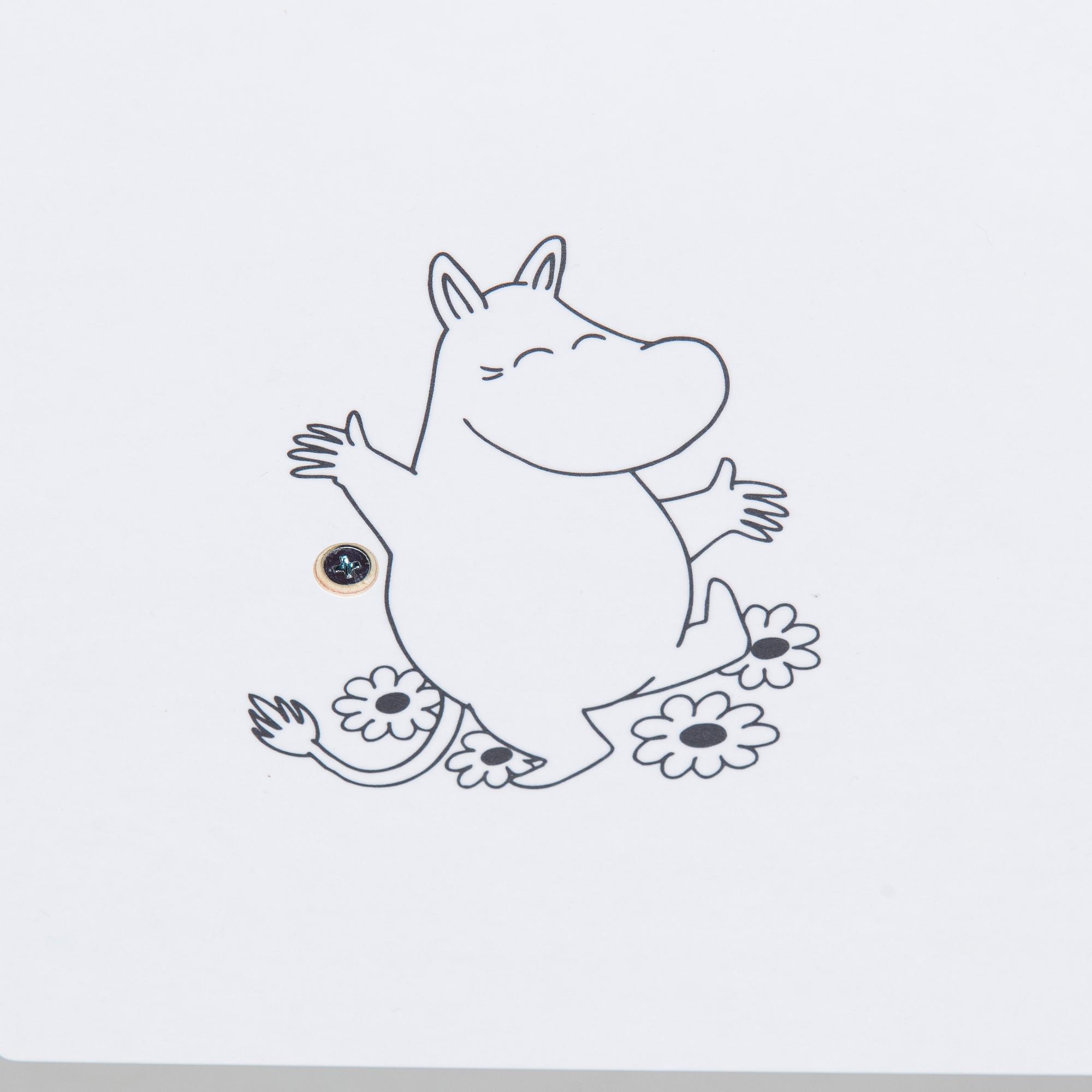 Yrjö Kukkapuro, Children's furniture, two 'Moomin S chairs'  and a table collaboration with Modeo and Moomin Characters.