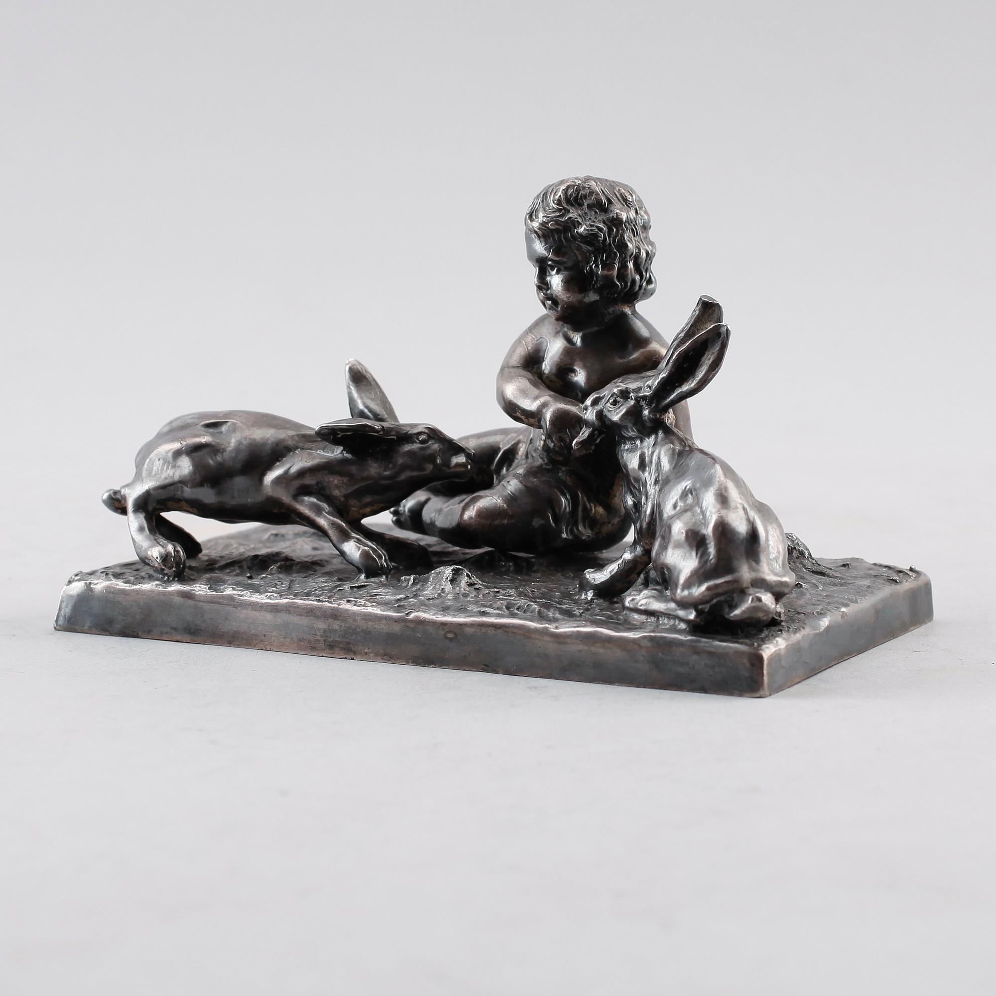 SKULPTUR, metall, omkring år 1900.