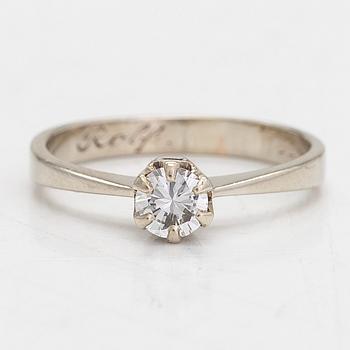 A 14K white gold ring, with a brilliant-cut diamond approx. 0.35 ct.