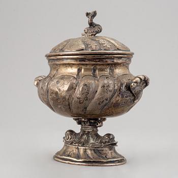 An Empire style lidded sugar bowl, possibly France, Swedish import marks 1951.