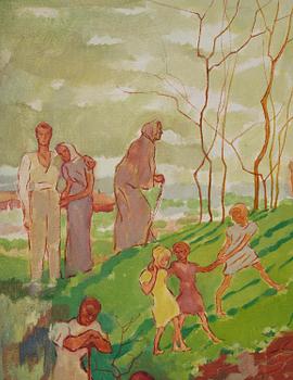 Lotte Laserstein, Fantasy landscape with people.