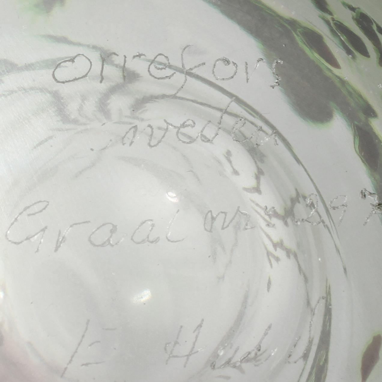 VAS, glas, fiskgraal, Edward Hald, Orrefors, signerad,omkring  1900-talets mitt.