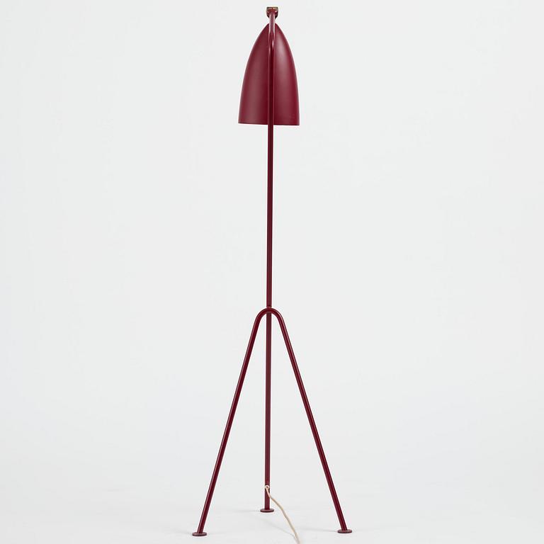Greta Magnusson Grossman, a burgundy red "Grasshopper" floor lamp model "G-33", Bergboms, Malmö, 1950s.