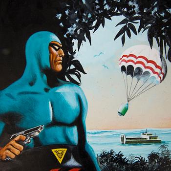 ROLF GOHS, mixed media on paper. Cover art for "Serietidningen Fantomen" nr 17 1966.