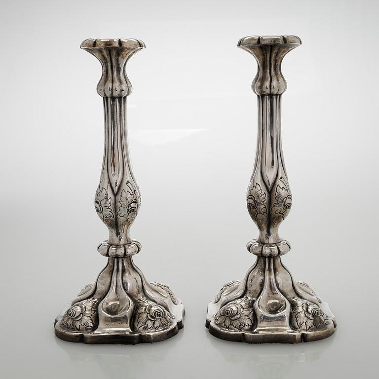 Candleholders, one, a pair, silver, Finnish import marks, 1933.