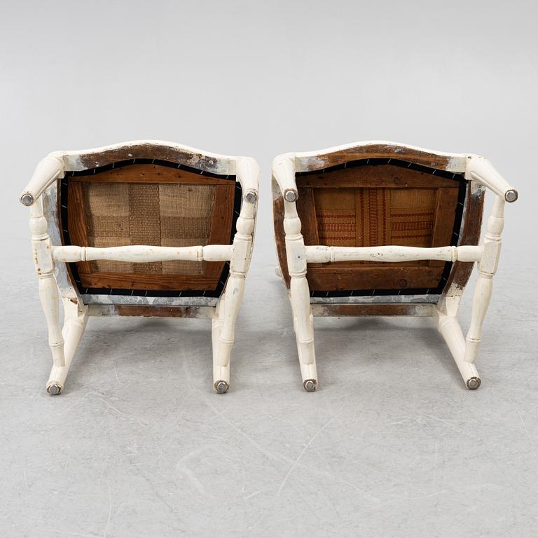 A pair of Gustavian chairs, end of the 178th century,