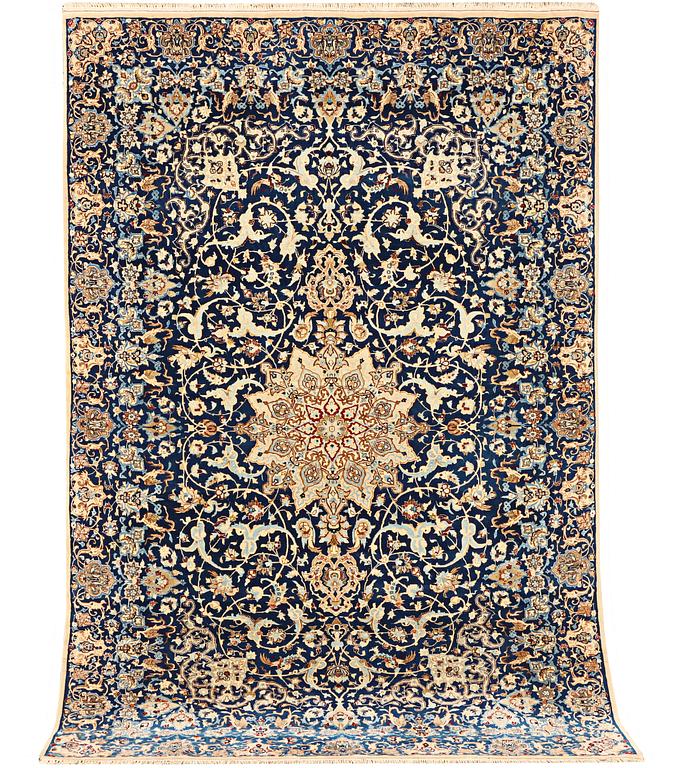 A part silk Nain carpet, 6 LA, c. 250 x 152 cm.