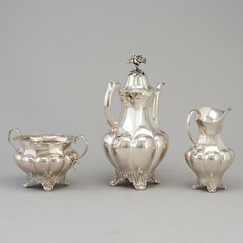 KAFFESERVIS, 3 delar, silver, stämplade A.G.D, Stockholm 1916-17.