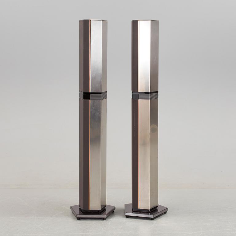 A pair of metal Bang & Olufsen speakers, Denmark, 1980's.