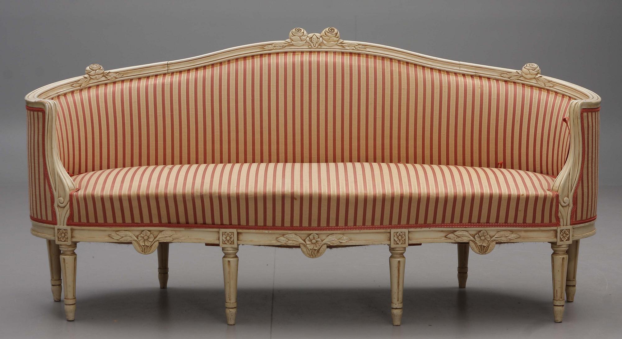 SALONGSMÖBLEMANG, 6 delar, gustaviansk stil, 1900-talets första hälft.