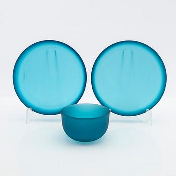 Cup and plates, 3 pieces, Venini, Murano, Italy, second half of the 20th century.