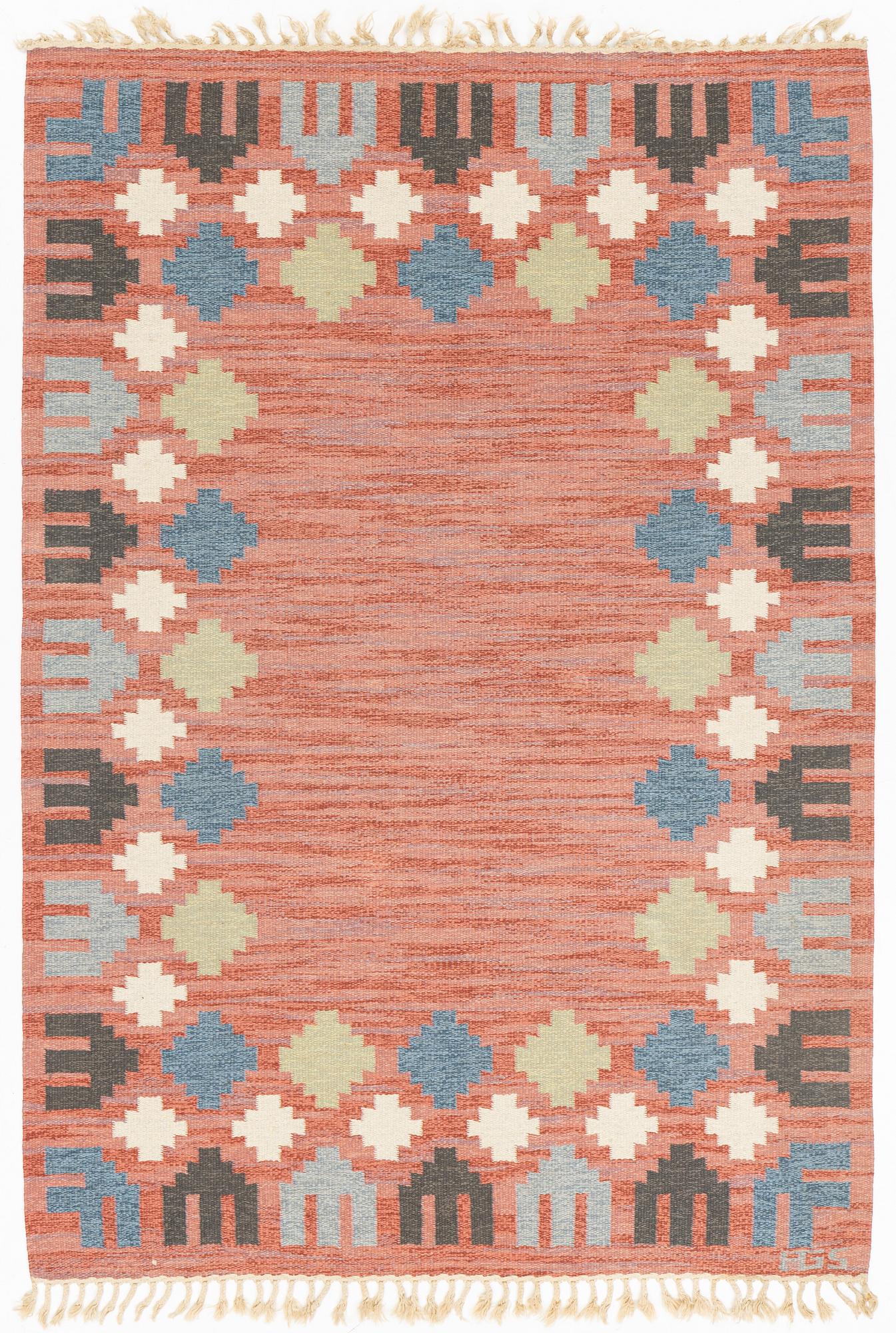 Anna-Greta Sjöqvist, matta, rölakan, ca 200 x 154 signerad AGS.