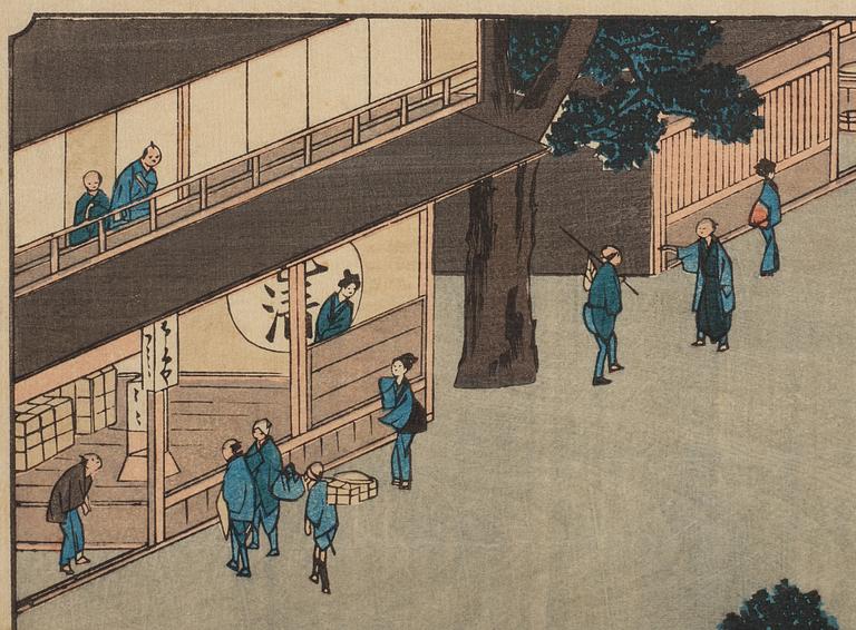 UTAGAWA HIROSHIGE
(1797-1858), after, colour woodblock print. Japan, "Mishima" 19th century.