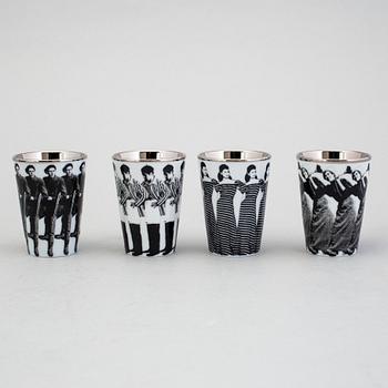 ÅSA LINDSTRÖM, snapsglas,4 st, porslin, Rörstrand, 2000-tal.