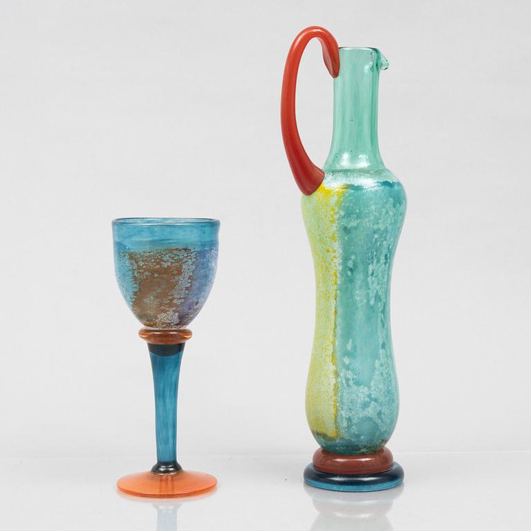 Kjell Engman, decanter and goblet, Kosta Boda.