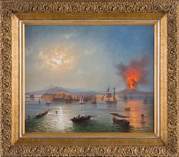 Okänd konstnär 1800/1900-tal, I.K. Aivazovsky (1817-1900), hans skola, Vesuvius och Neapelbukten.