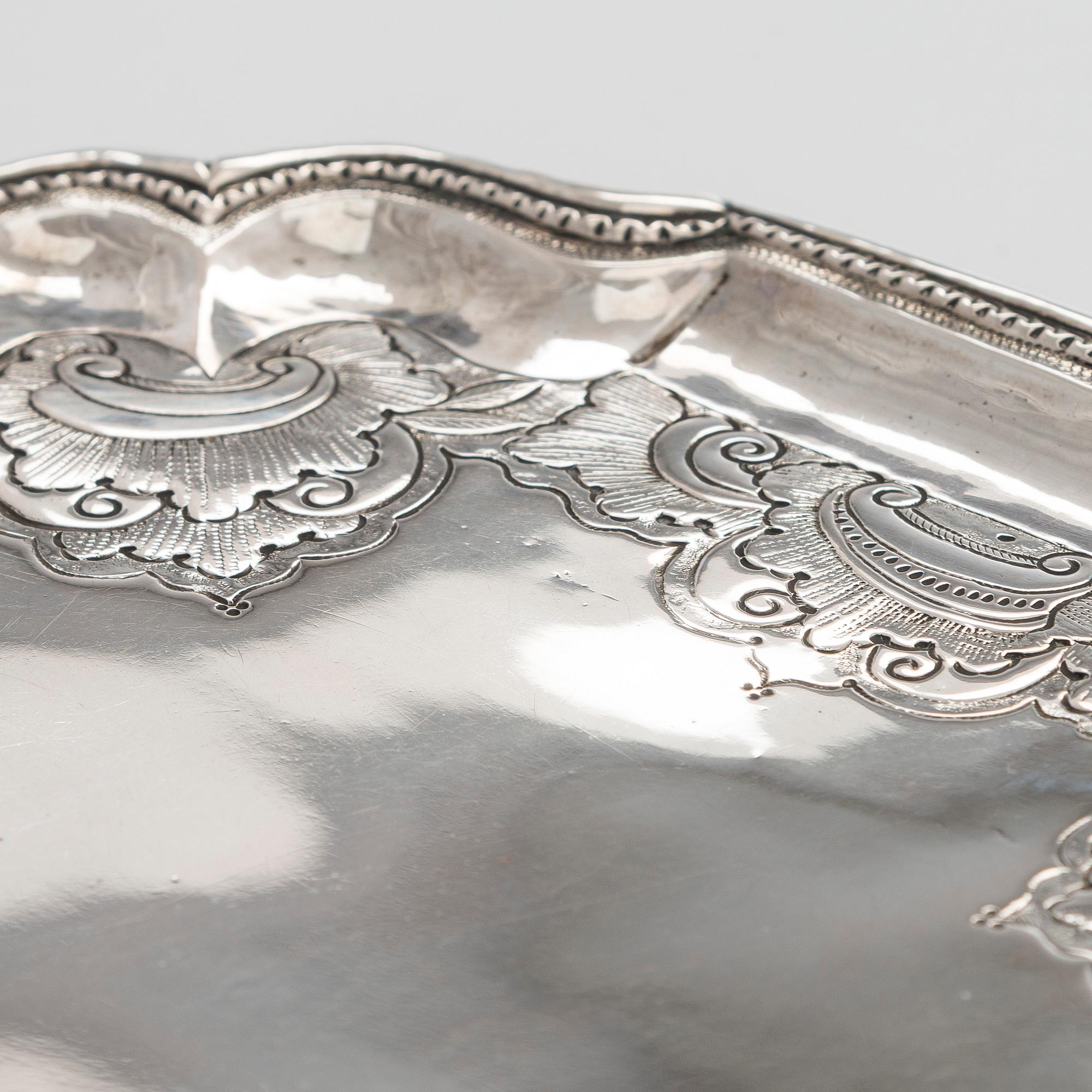 A Russian mid-18th-century silver salver, maker's mark of Fedor Petrov, Moscow 1756.