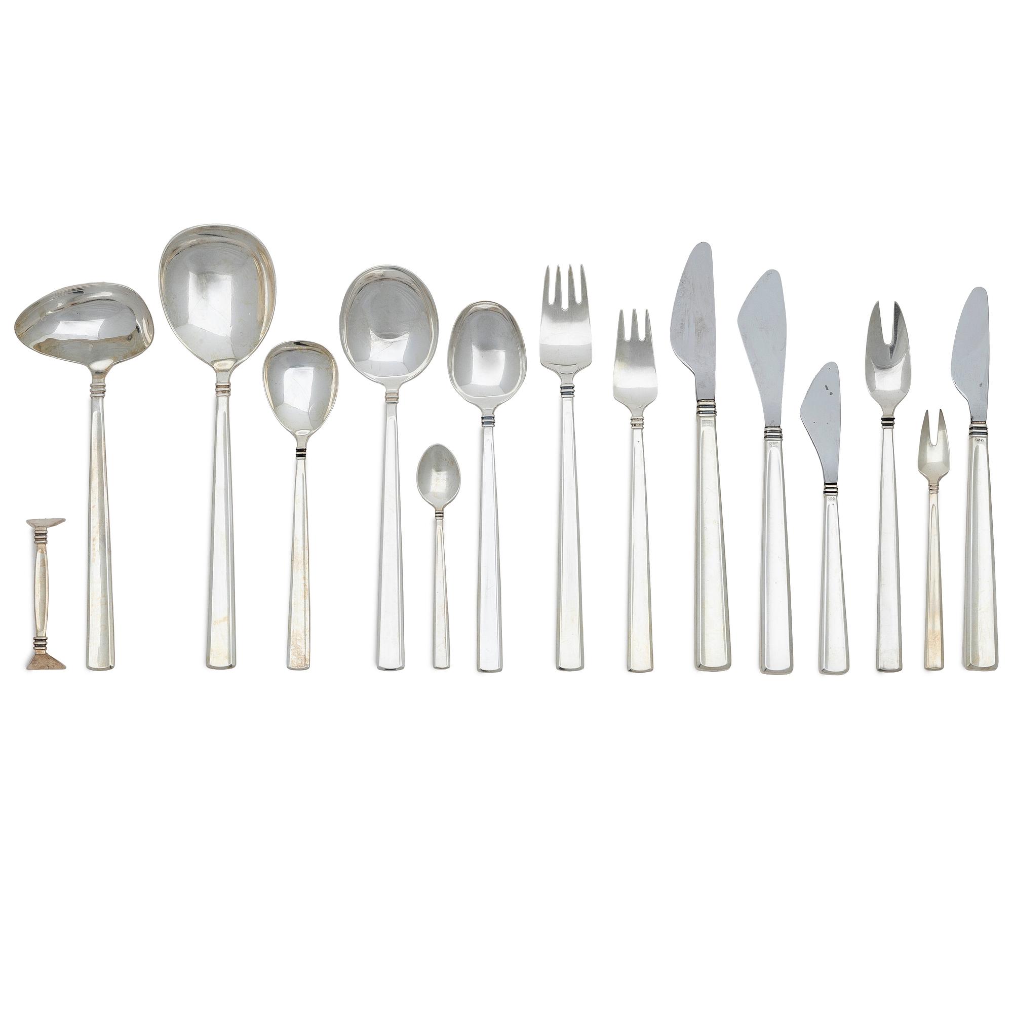 Cutlery set, 100 pieces, silver, "Paris", Mema, Lidköping, 1950s–60s, in fitted case.