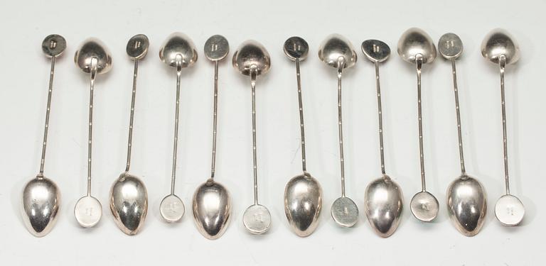 COCKTAILSKEDAR, 12 st, silver, smyckesstenar. Peking 1900-talets senare hälft. Vikt 109 g.