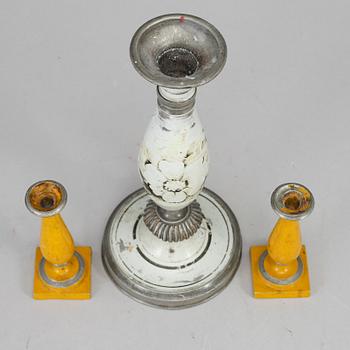 Three Biedermeier candlesticks, probably Germany, first half of the 19th century.