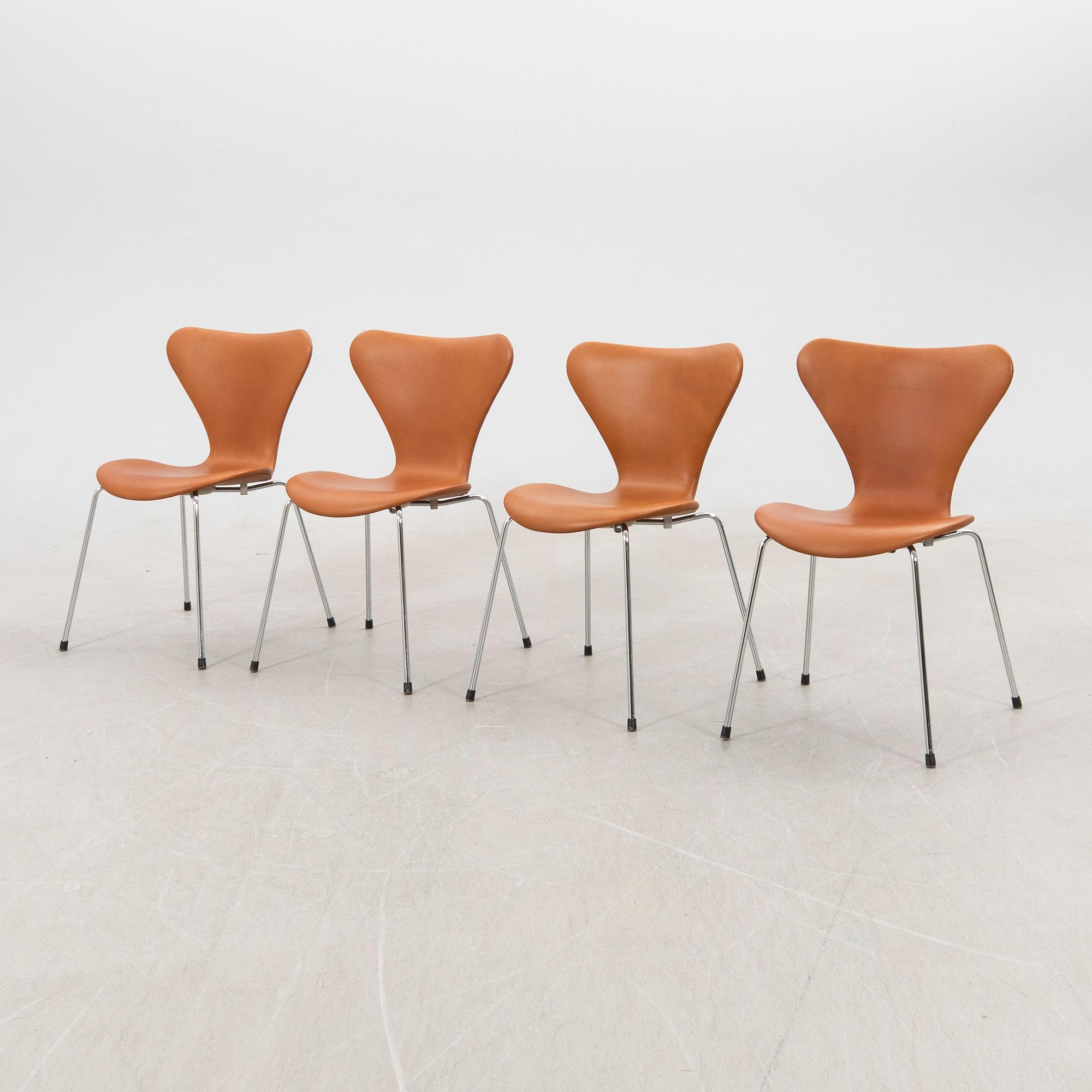 Arne Jacobsen, chairs, 4 pcs, "The Seven", Fritz Hansen, Denmark, 2000s.