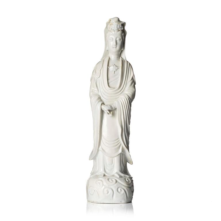 A blanc de chine figure of Guanyin, Qing dynasty, 18th century.
