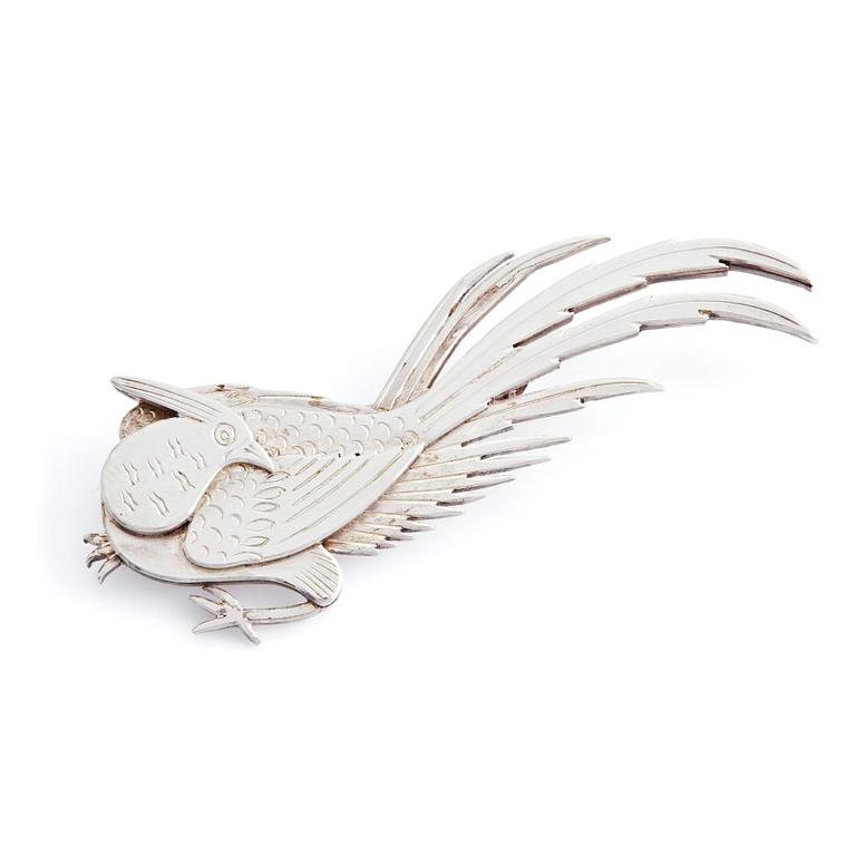 Wiwen Nilsson, a sterling silver brooch in the shape of a pheasant, Lund 1974.