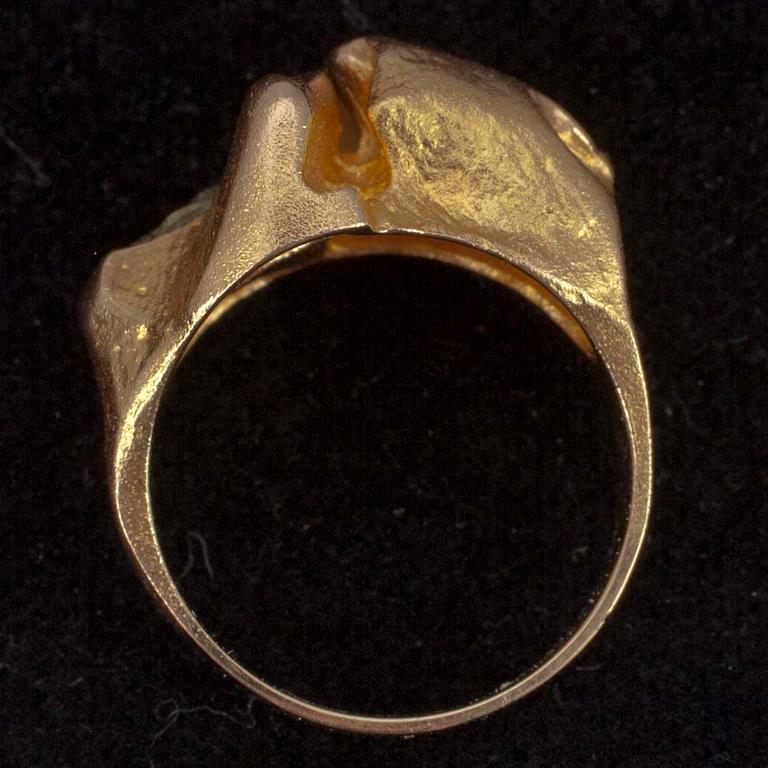 RING, guld 14K samt kopparmalm, Björn Weckström, Lapponia 1973. Vikt ca 7,2 g.