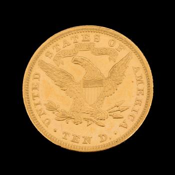 TEN DOLLARS GOLD COIN from 1892. Weight ca 17 grams.