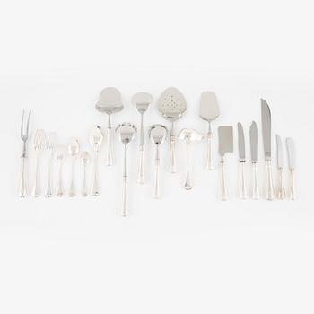 Bestickuppsättning, 138 delar, silver, modell "Gammal Fransk", mestadels Lidköpings Matsilver Ab, Lidköping, bl a 2003.